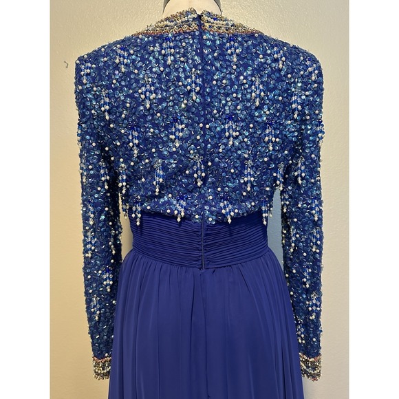 Vintage Victoria Royal Ltd Womens Size 8 Blue Beaded Evening Gown Formal Dress - Picture 8 of 13
